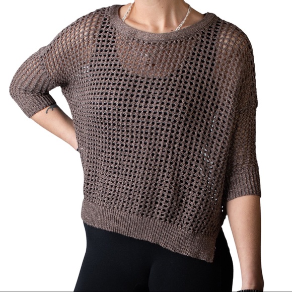 Express Metallic Weave Knot Mesh Top Size XS - Picture 1 of 5